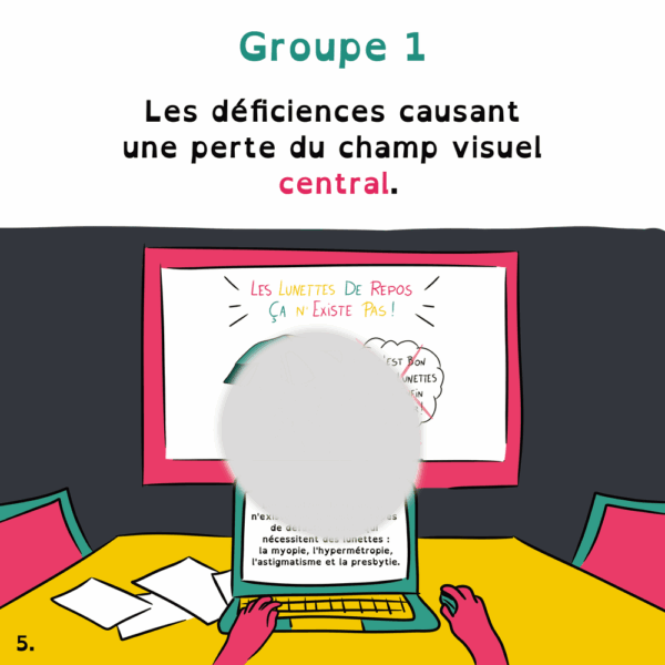 Déficiences visuelles - Marie Massonneau, orthoptiste - Vulgarisation - BD - Djoune Illustrations - Justine Gisdal Molron