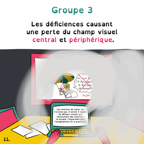 Déficiences visuelles - Marie Massonneau, orthoptiste - Vulgarisation - BD - Djoune Illustrations - Justine Gisdal Molron